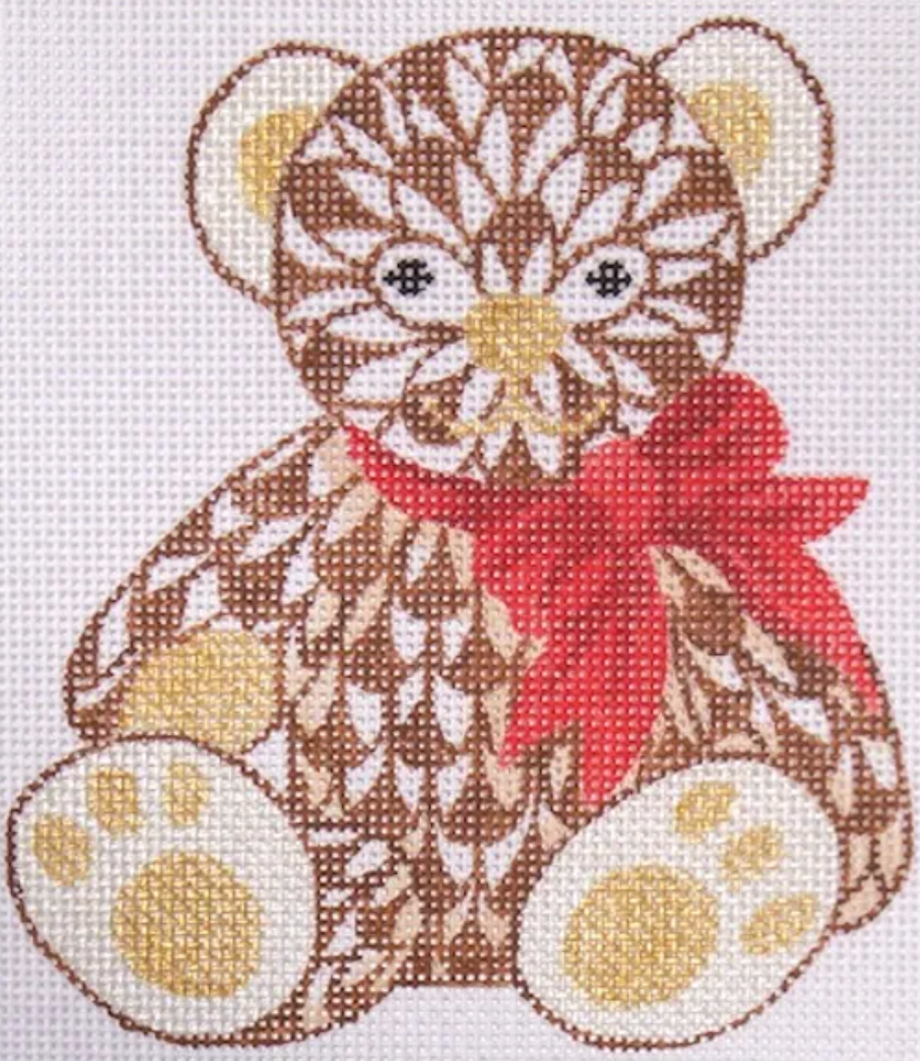 OM-184 Fishnet Teddy Bear with Bow - Brown