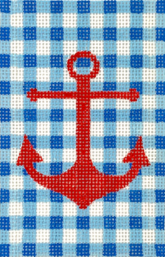 INSPPP-13 Red Anchor on Blue Gingham Passport Cover