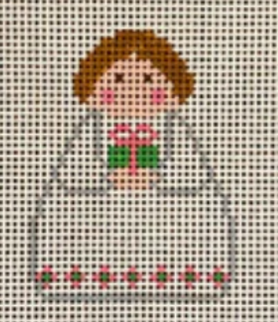 SI165-15 White Angel with Pink and Green Present