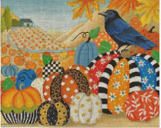 Amanda Lawford fall pumpkin needlepoint canvas