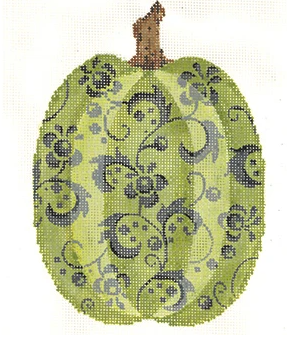 KCN1571 Tall Green Floral Pumpkin