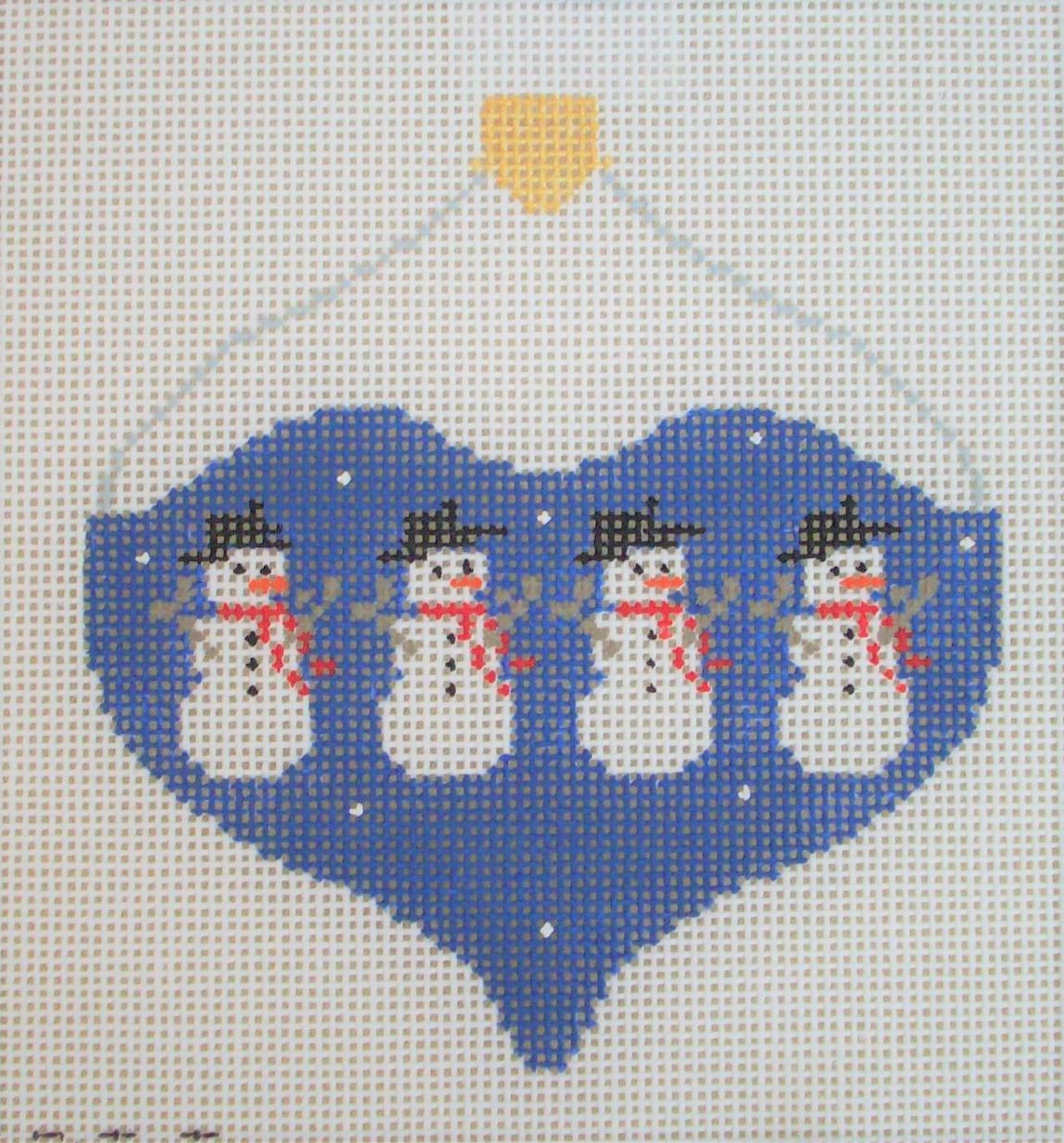 CO229 Snowmen on Blue Bauble