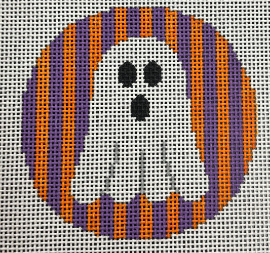 O231B Ghost on Purple and Orange Stripes Round