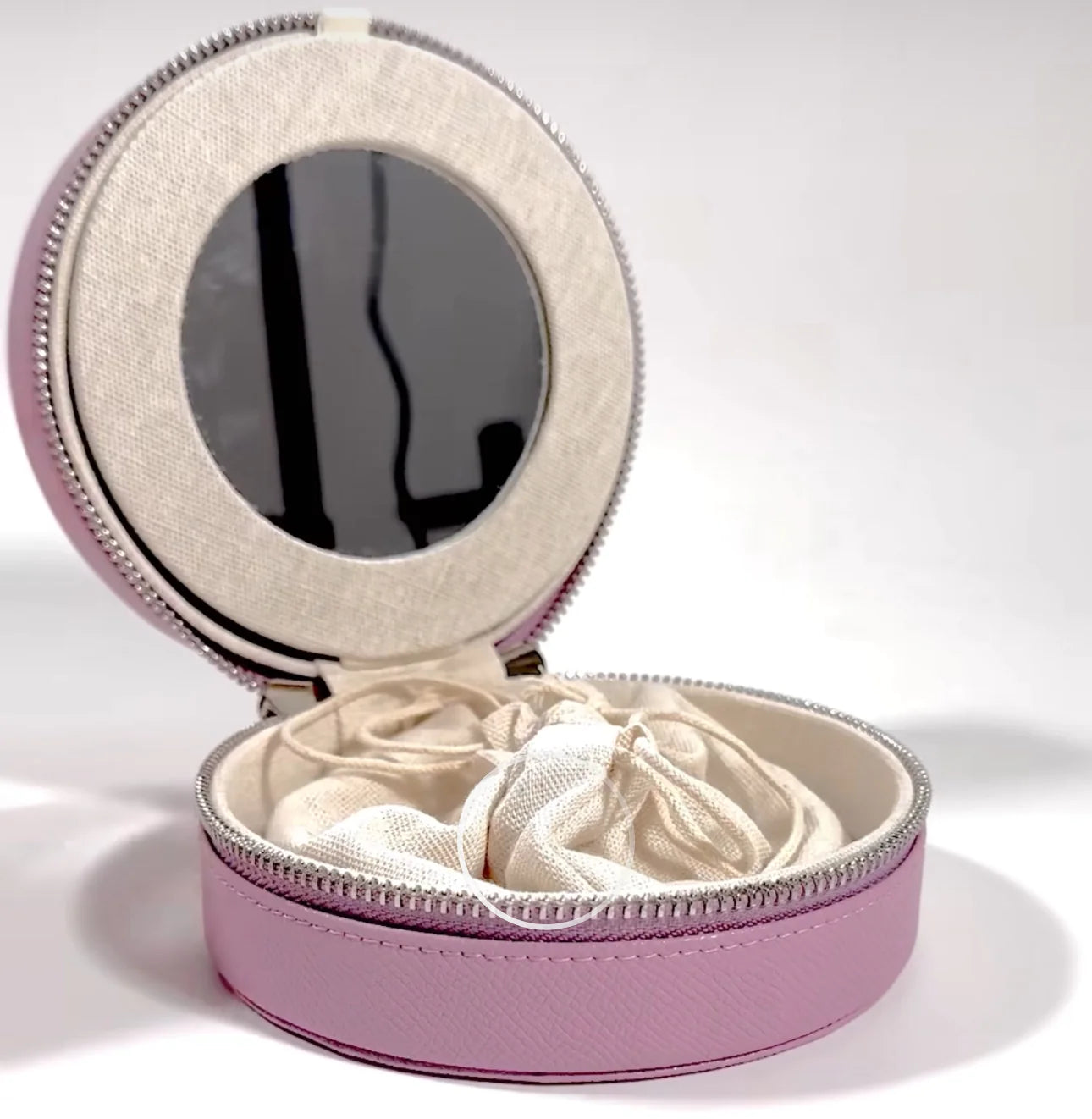 Rachel Barri Leather Round Jewelry Box - Lilac