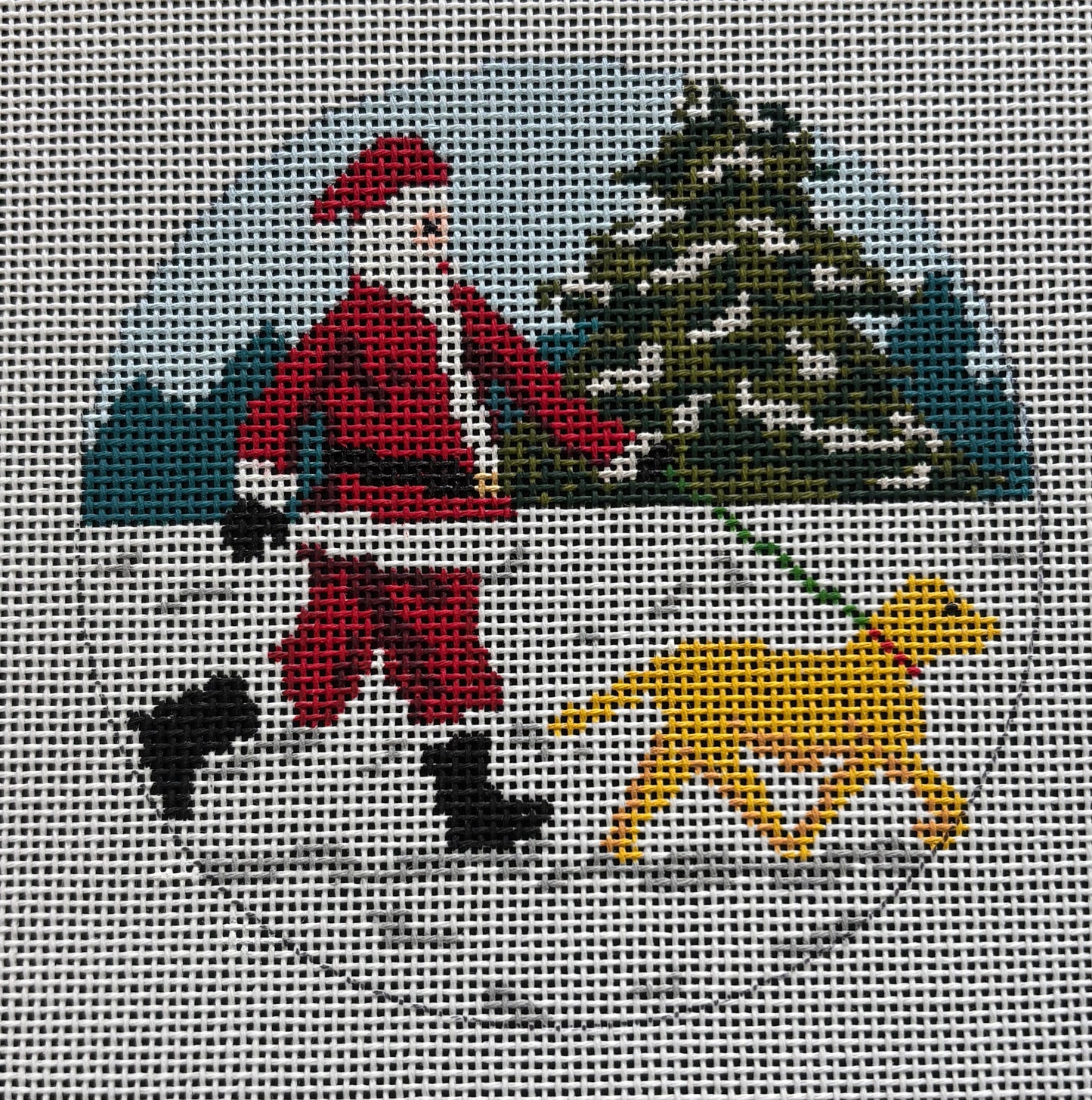 AOK106 Santa Walking Yellow Lab