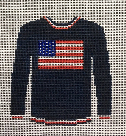 O209E Flag on Navy Sweater