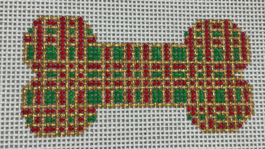 22-249 Red and Green Plaid Dog Bone