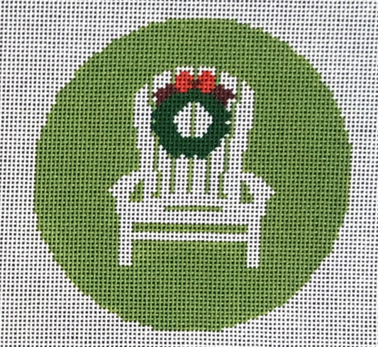 O192C Adirondack Chair With Wreath On Green