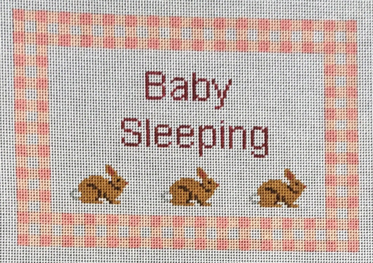 P199A Baby Sleeping Bunnies On Pink Gingham