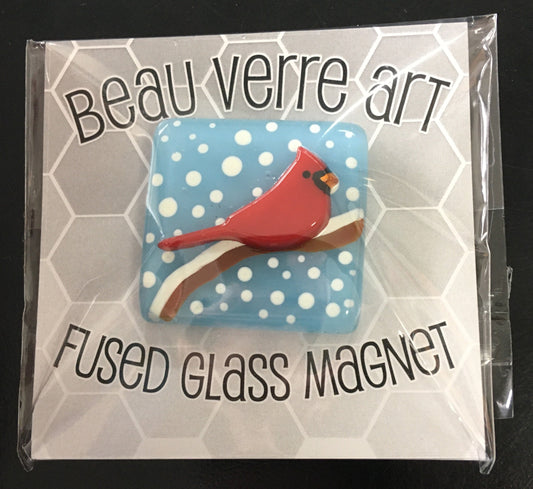 Beau Verre Winter Cardinal Glass Needle Minder