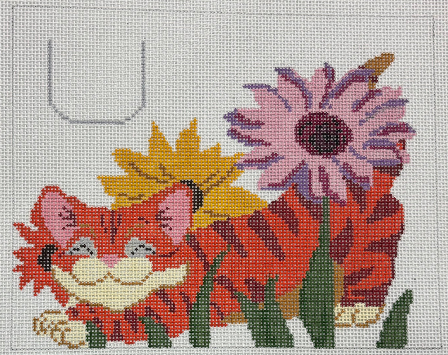 S-229 Kitty and Flowers Tooth Fairy Pillow