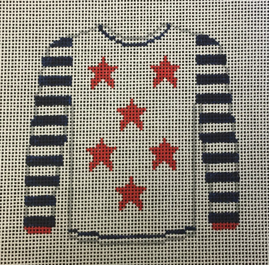 O209F Red Stars On White Sweater