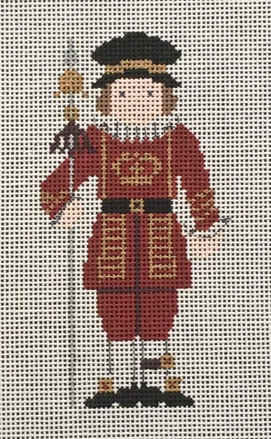 Petei Designs needlepoint canvas of a London Beefeater