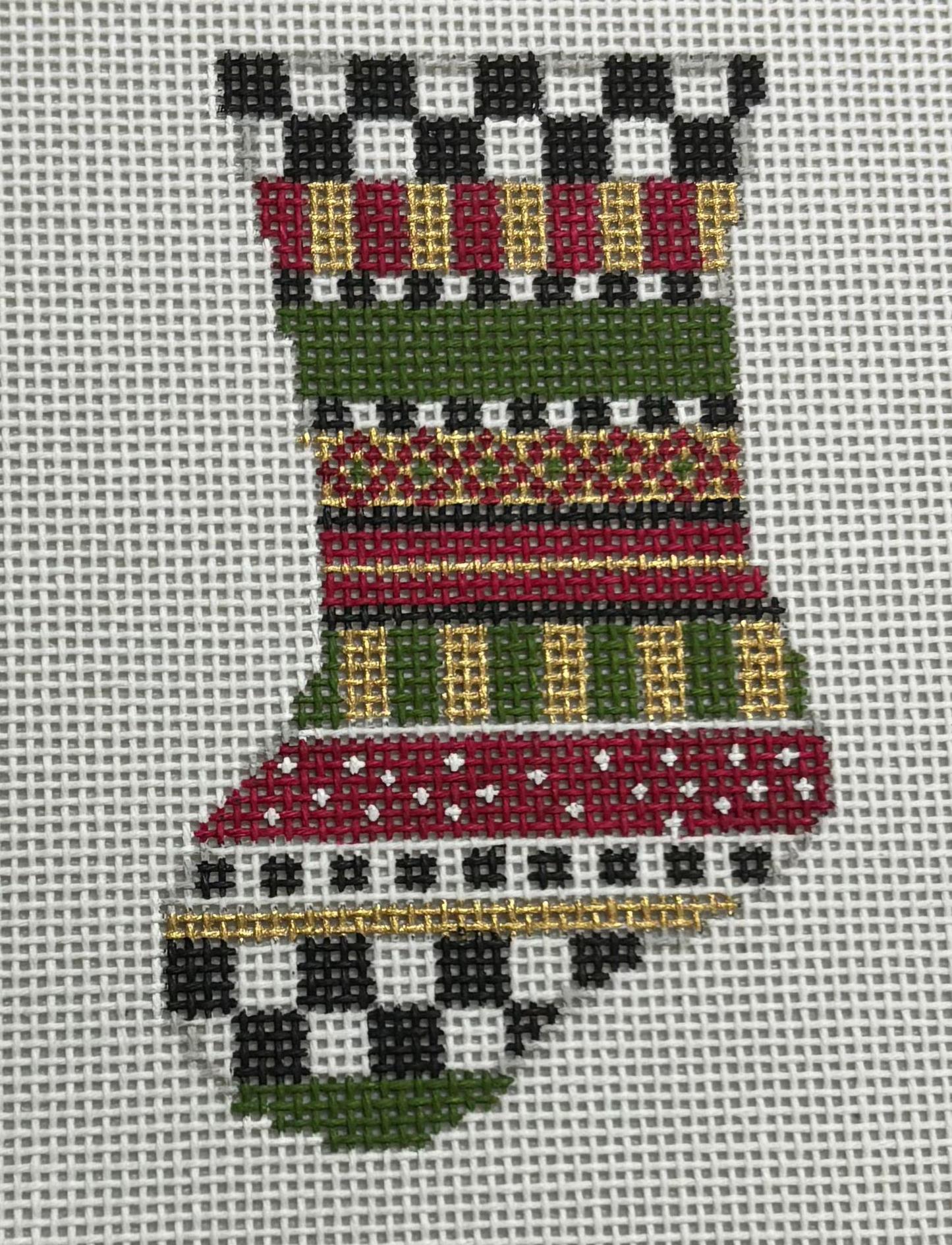 23-313 Red Green and Gold Mini Stocking