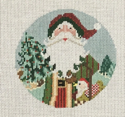 1385X Santa with Christmas Tree and Chicken Round