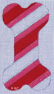 CC17 Red and Pink Stripe Dog Bone