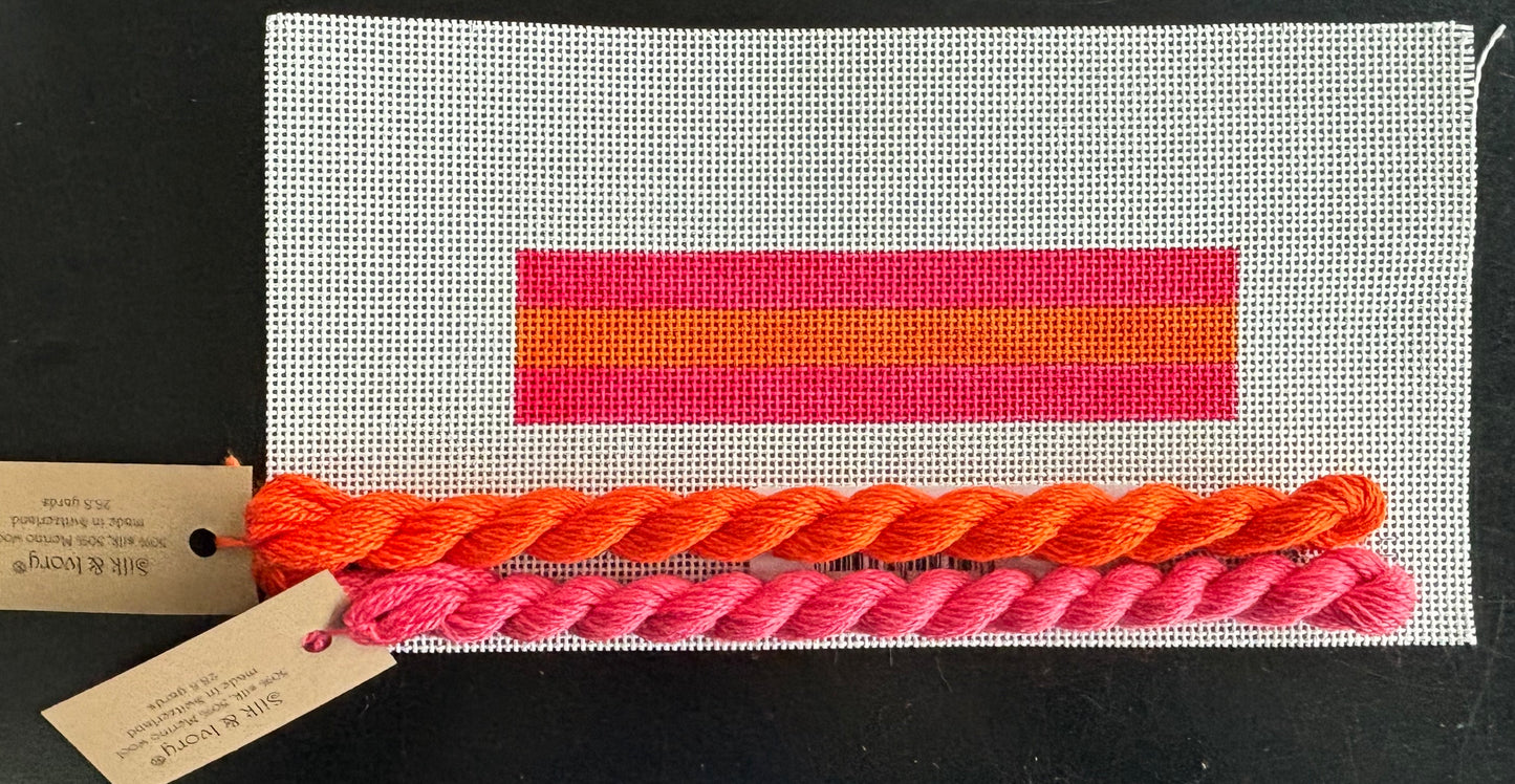 Ready Set Stitch - Pink and Orange Stripe Key Fob