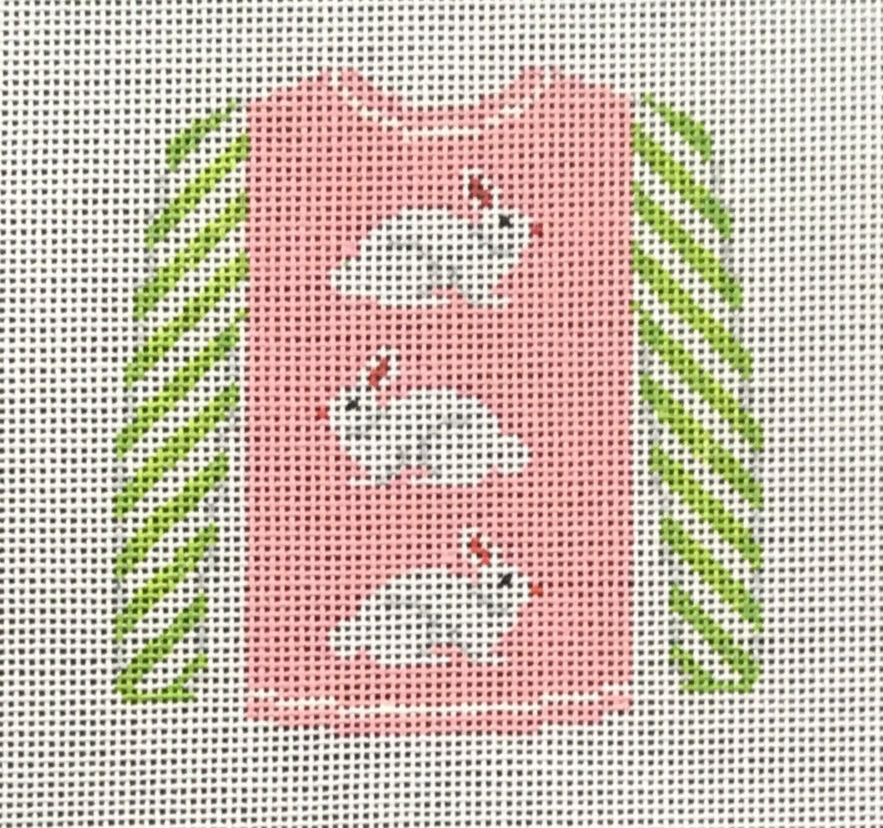 O208M Bunnies on Pink Sweater