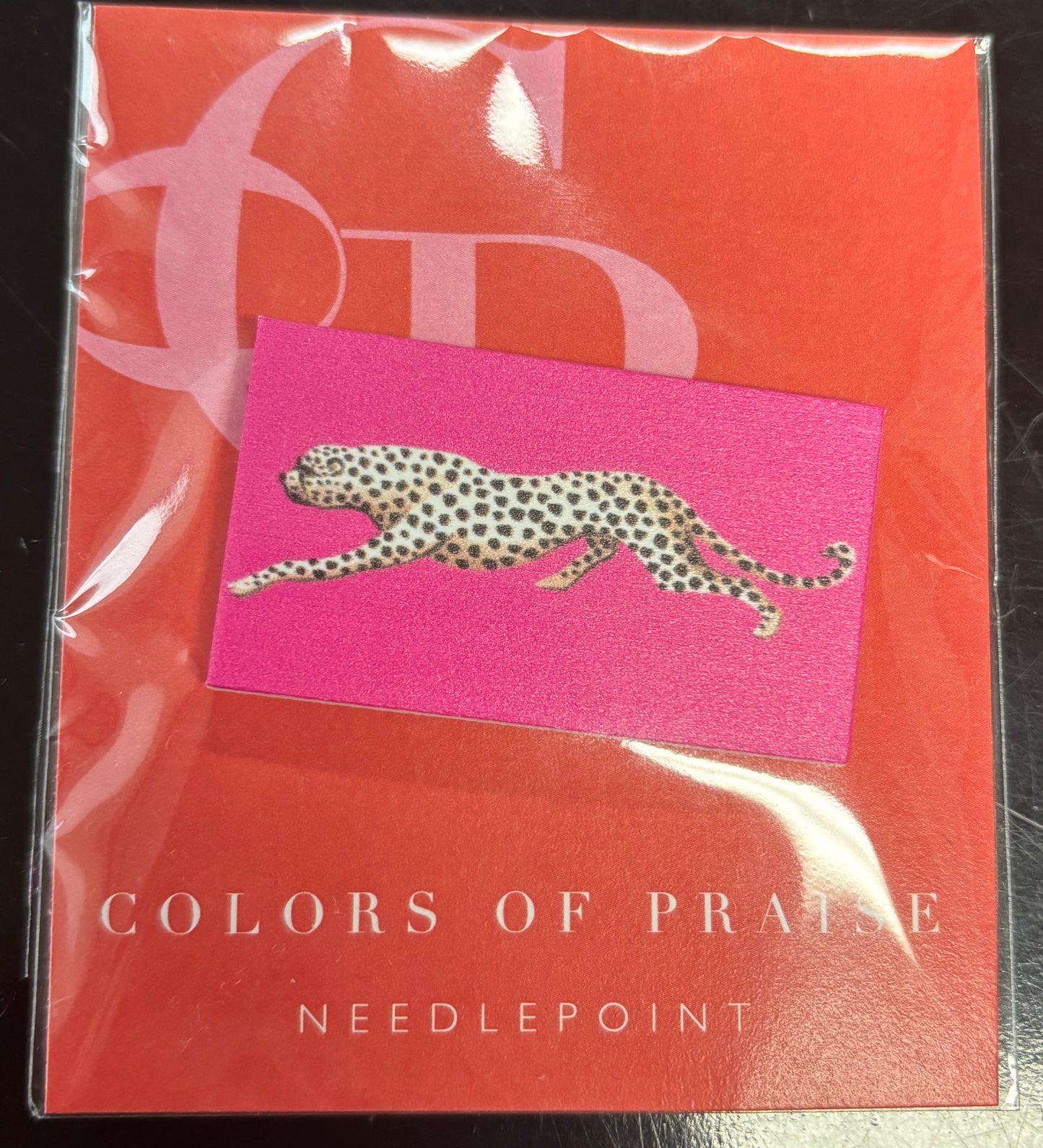 Cheetah on Pink Needle Minder Magnet