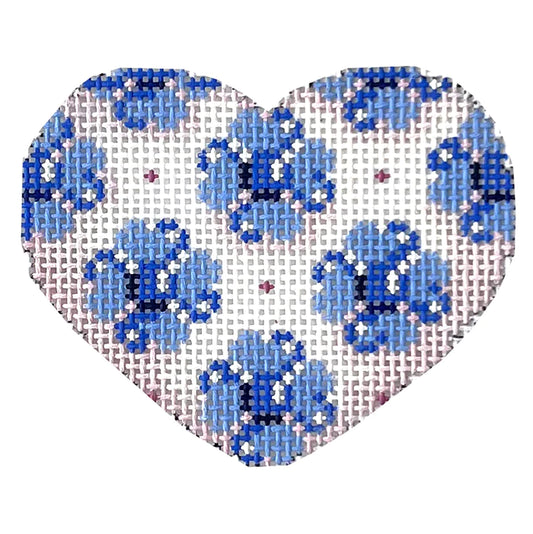 HE676B Blue Flowers Mini Heart