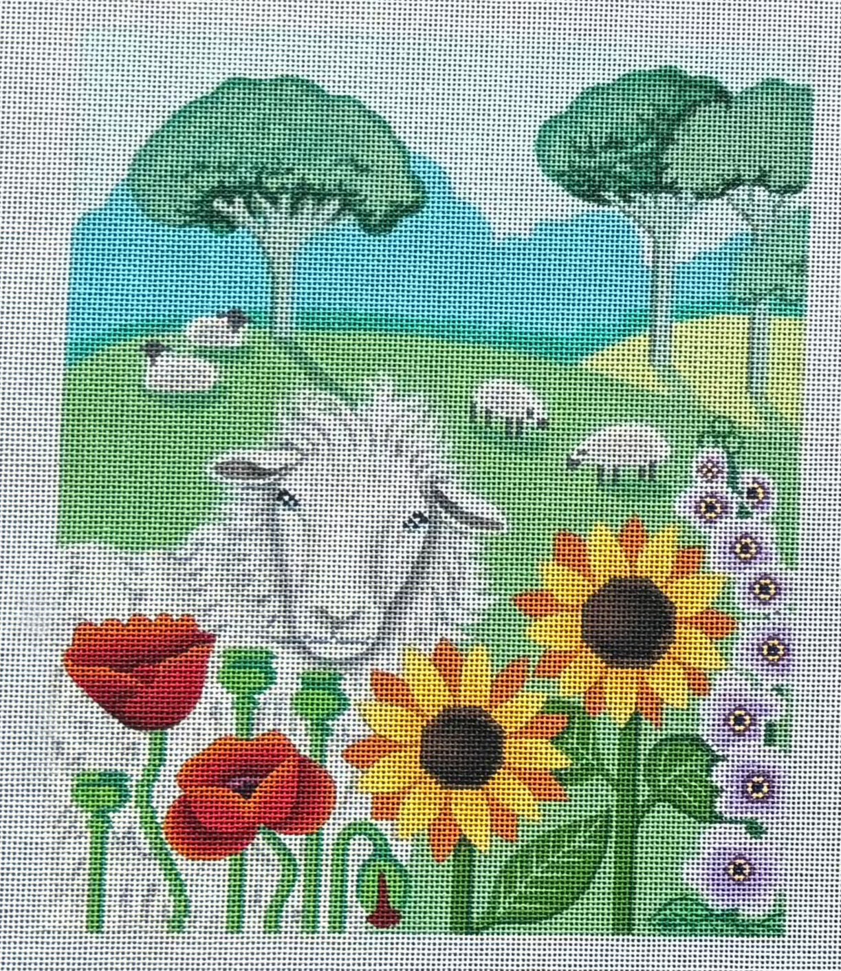 B-372 Sheep with Poppies