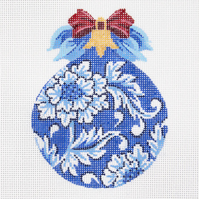 KAH45 China Blue Floral Ball Ornament