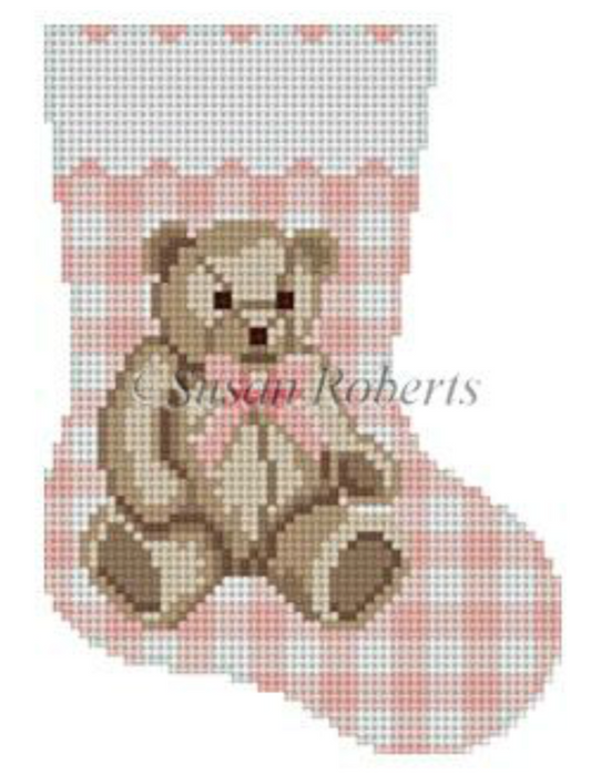5422 Gingham Teddy Bear Mini Stocking - Pink