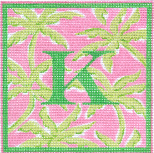 ALL-10 Lilly-Inspired Letter - Pink and Green Palms