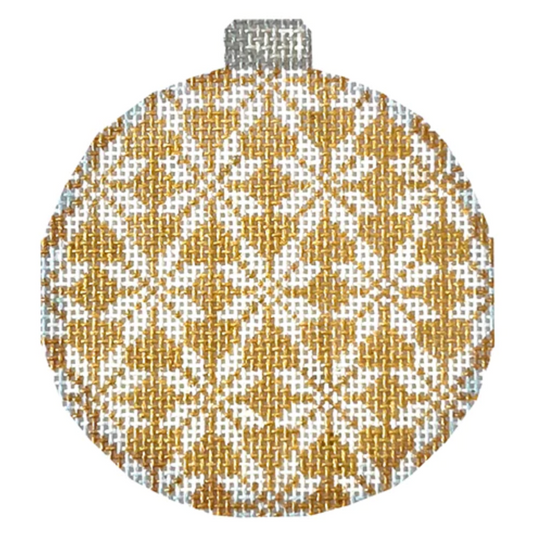 CT1843 Nordic Snowflakes on Gold Ball Ornament