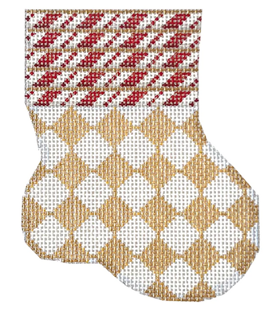 CT1923 Candy Cane and Harlequin Mini Sock