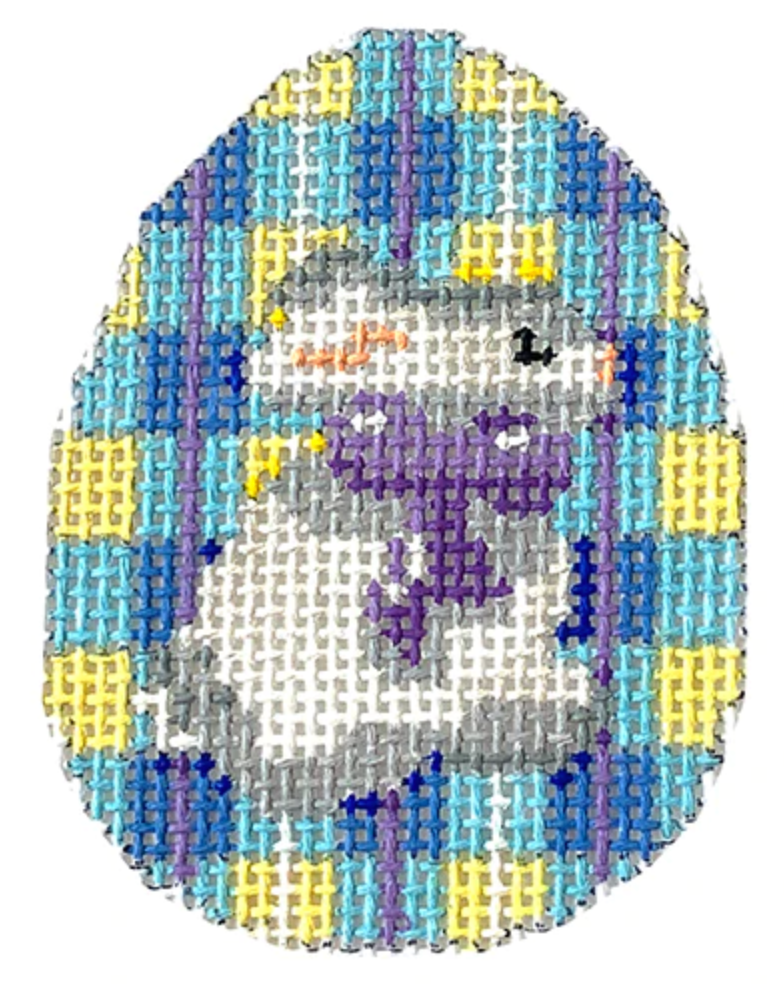 EG448 White Bunny on Blue Plaid Mini Egg