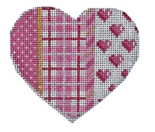 HE812 Pink Pin Dots, Plaid, and Hearts Heart