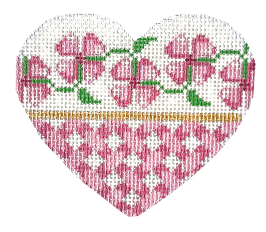 HE814 Pink Floral and Lattice Heart