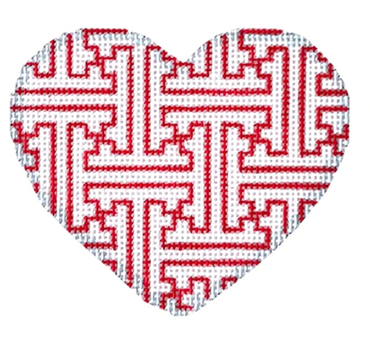 HE861 Red and White Fretwork Heart