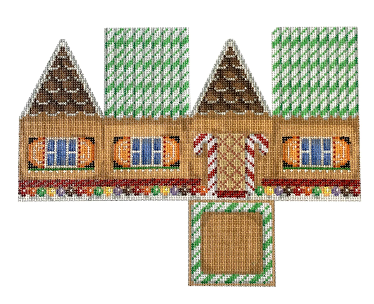 HH122 Green Candy Cane Roof Gingerbread Cottage