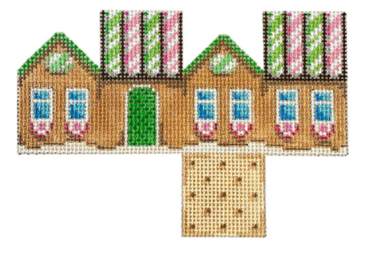 HH408 Pink and Green Candy Cane Roof Mini Cottage