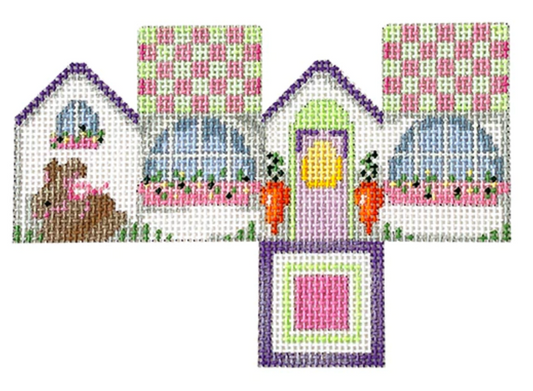 HH456 Easter Bunny with Checked Roof Mini Cottage