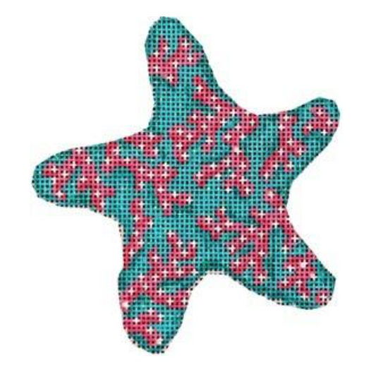 CT1754 Coral on Blue Starfish Ornament