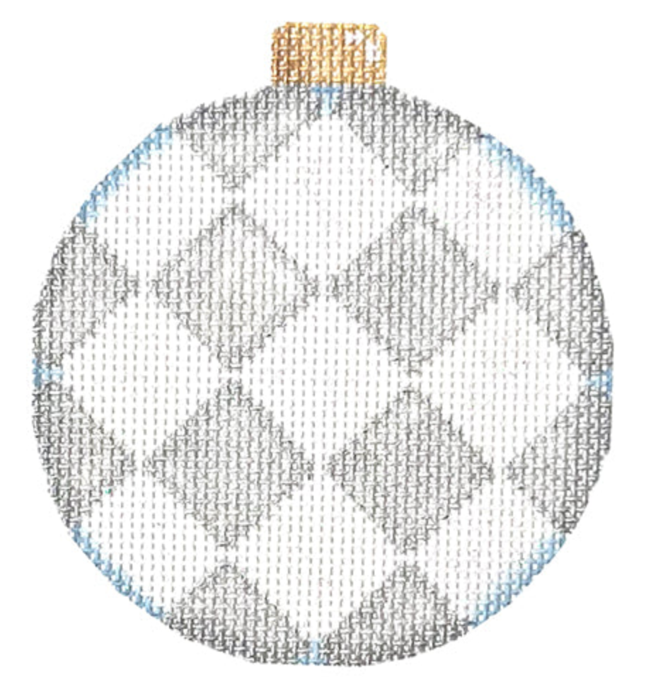 CT1819S Silver Harlequin Ball Ornament