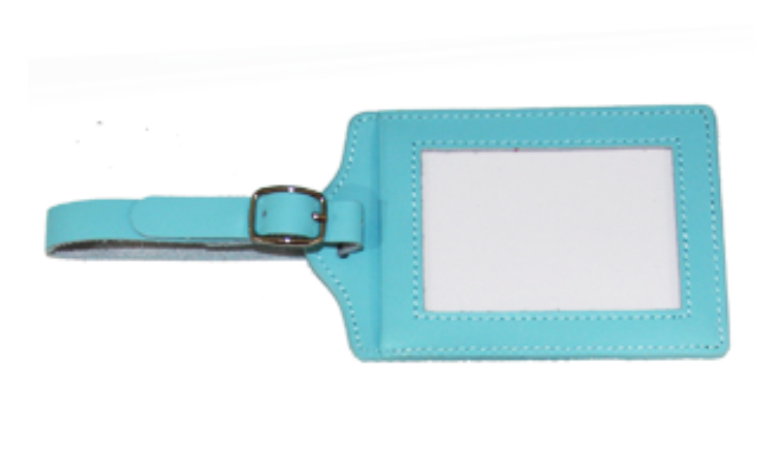 Leather Luggage Tag - Aqua