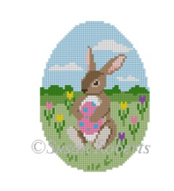 0492n Sitting Rabbit with Egg Easter Egg