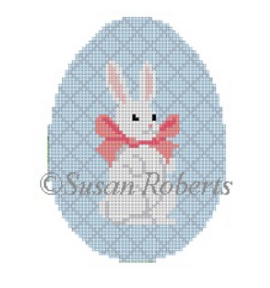 0493 White Rabbit with Bow Easter Egg
