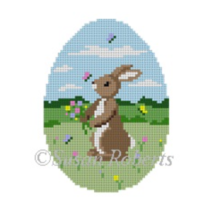 0494n Rabbit with Butterflies Easter Egg