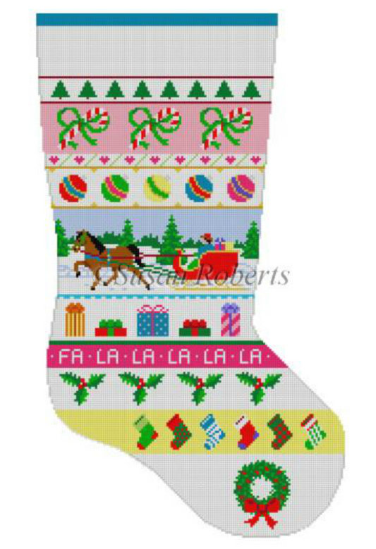 0121 Sleigh Ride Stripe Stocking