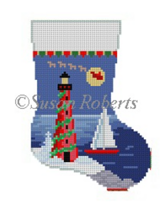 5455 Lighthouse and Sailboat Mini Stocking