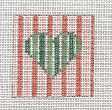 M-03 Sage Green Heart with Melon Stripes