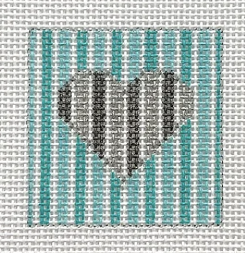 M-08 Silver Heart with Tiffany Blue Stripes