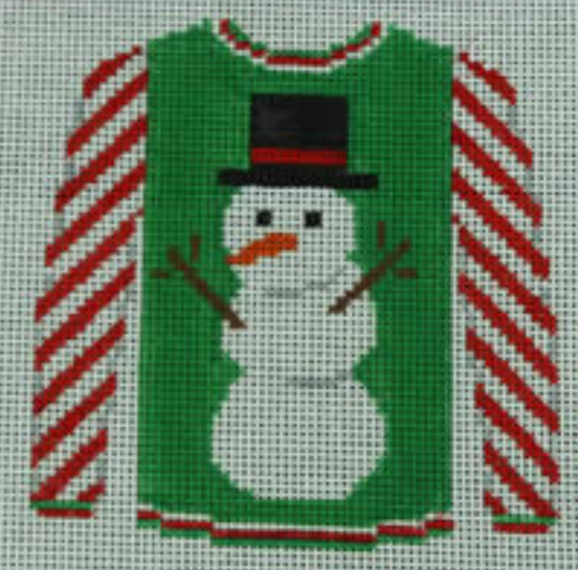 O-199Q Snowman on Green Sweater