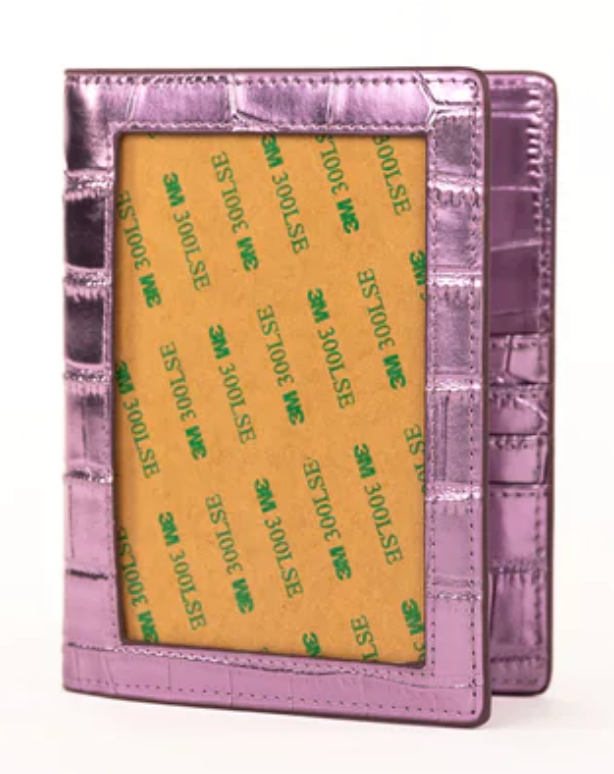 Rachel Barri Passport Cover - Metallic Mauve Embossed Crocodile