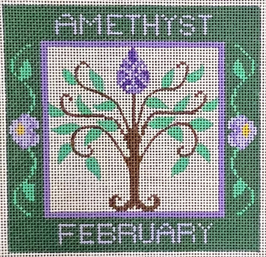 CH-1028 Amethyst February Birthstone Square